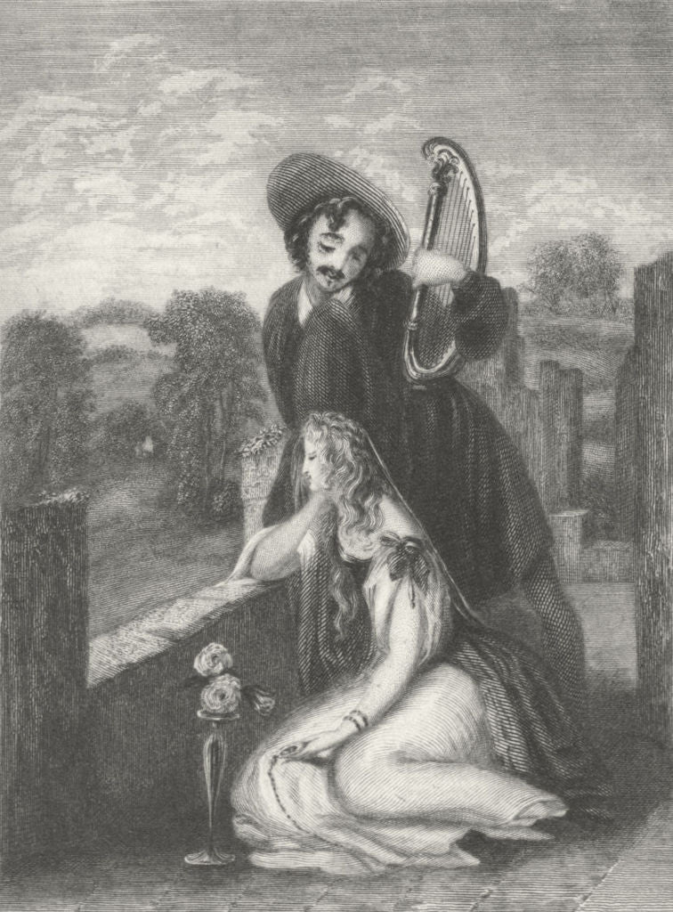 SWITZERLAND. The Minstrel of Chillon c1830 old antique vintage print picture